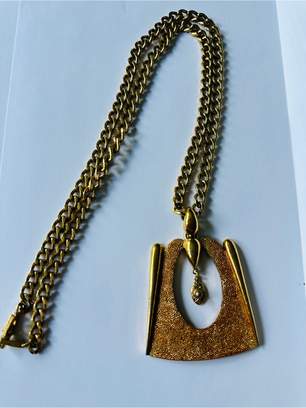 Vintage Gold Tone Monet Long Necklace Oversized